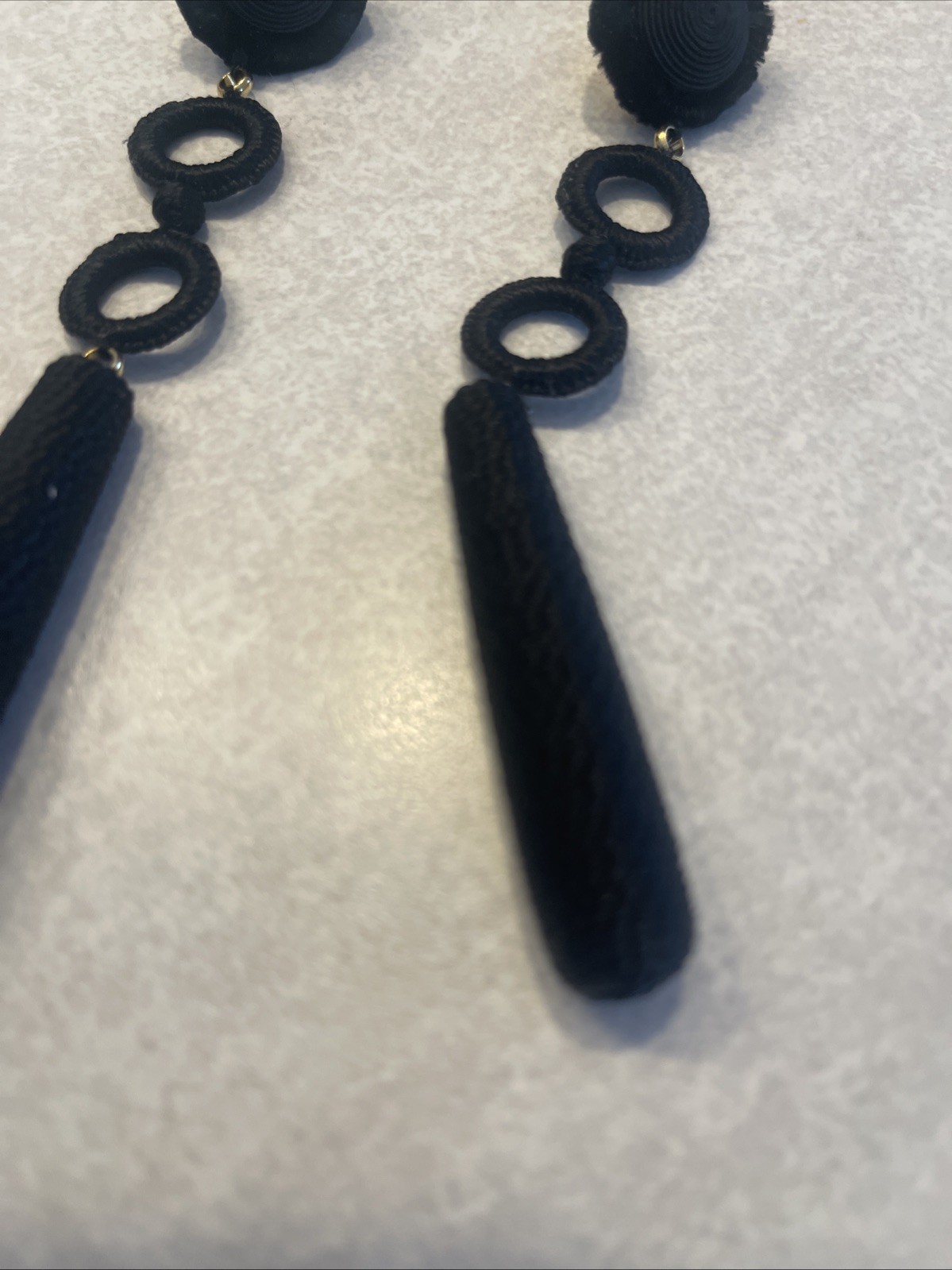 HSN Leyla Gans Black Amelie Wrapped Cord Drop Earrings