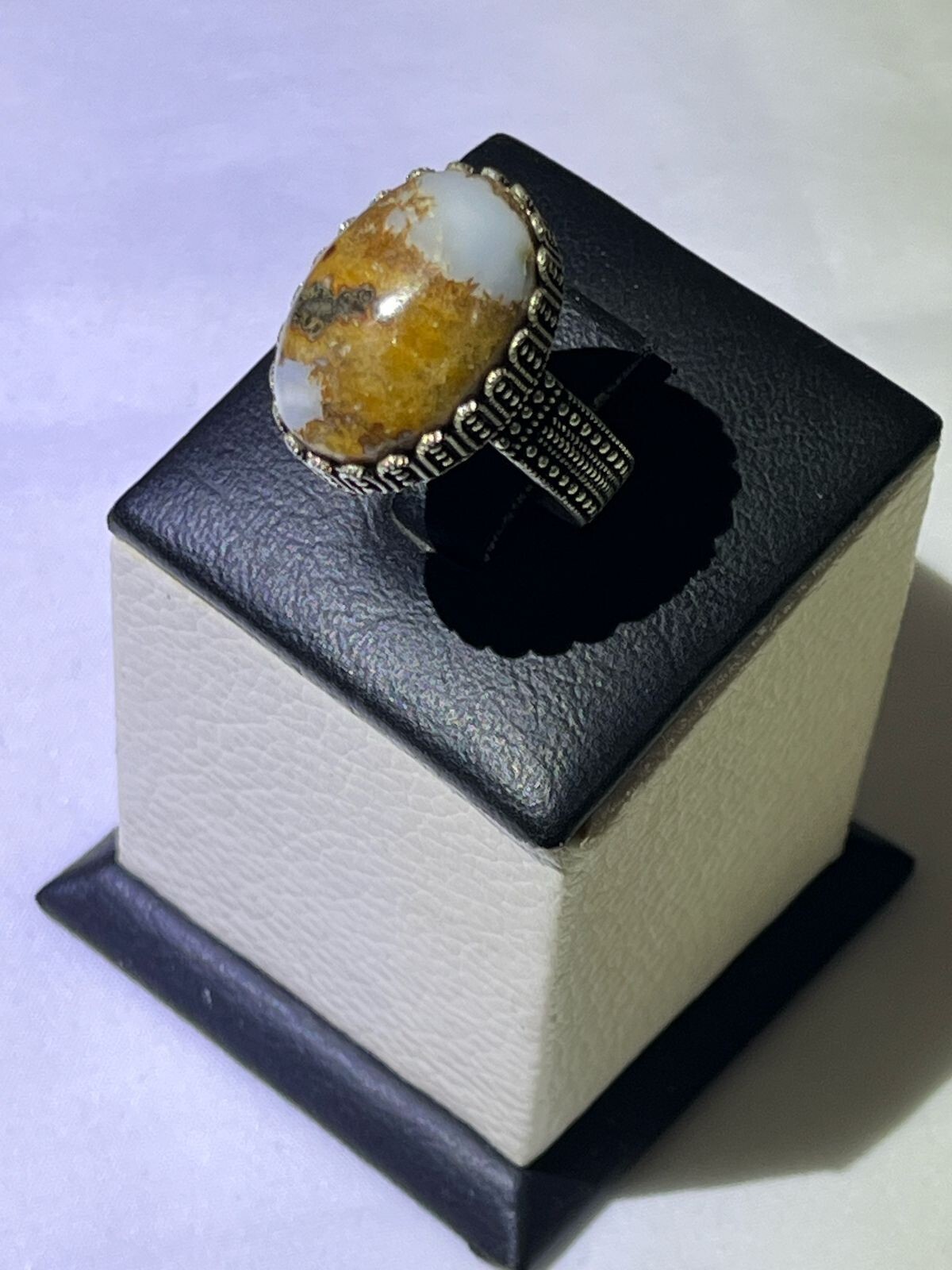 Modern Men Ring – 925 Silver with Real Yemeni Aqeeq – Handmade Traditional Gift