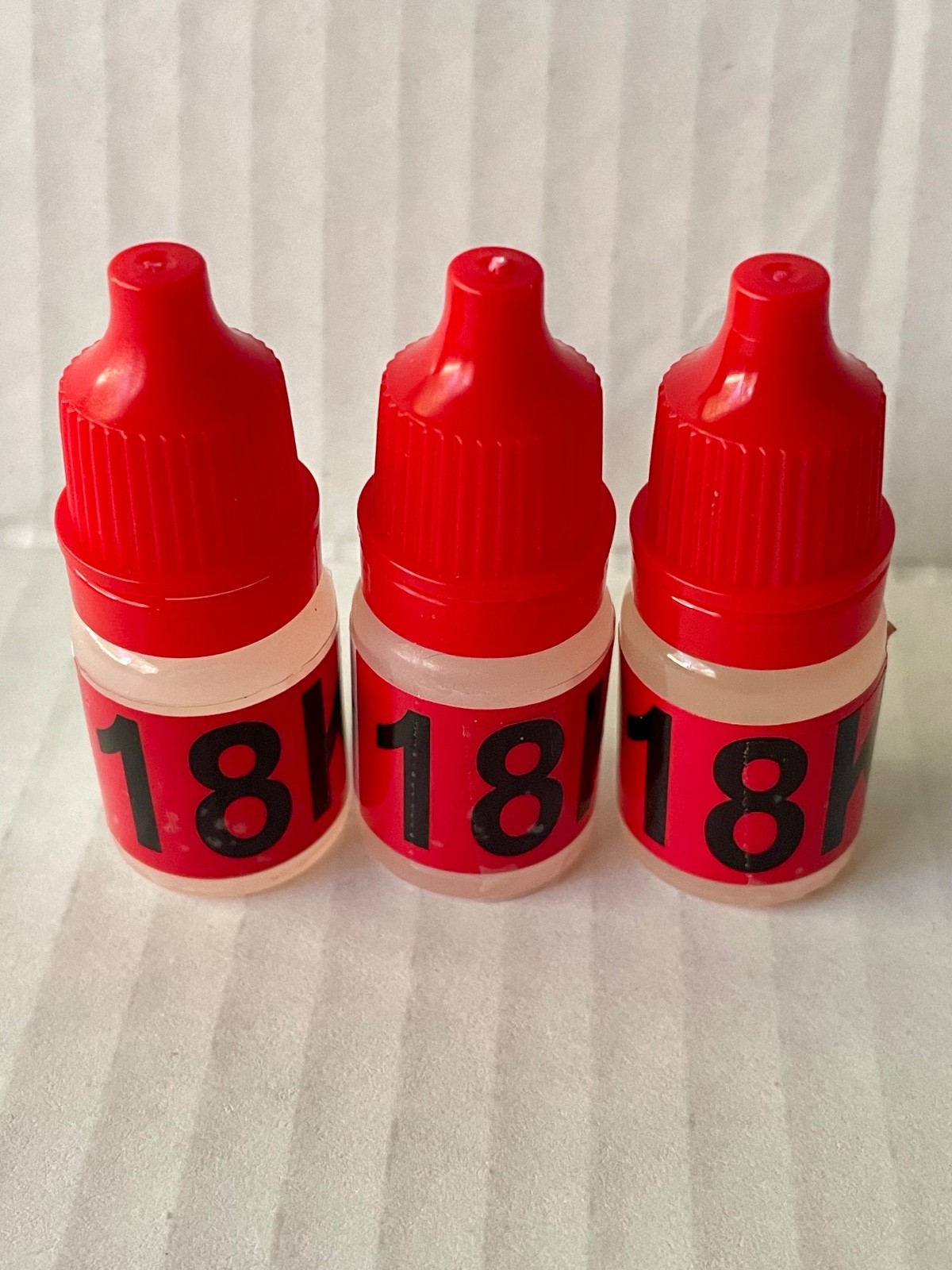Set of 3 Gold Jewelry Testing 18K Test Acid Solutions Bottles Kit Oro Detect JSP