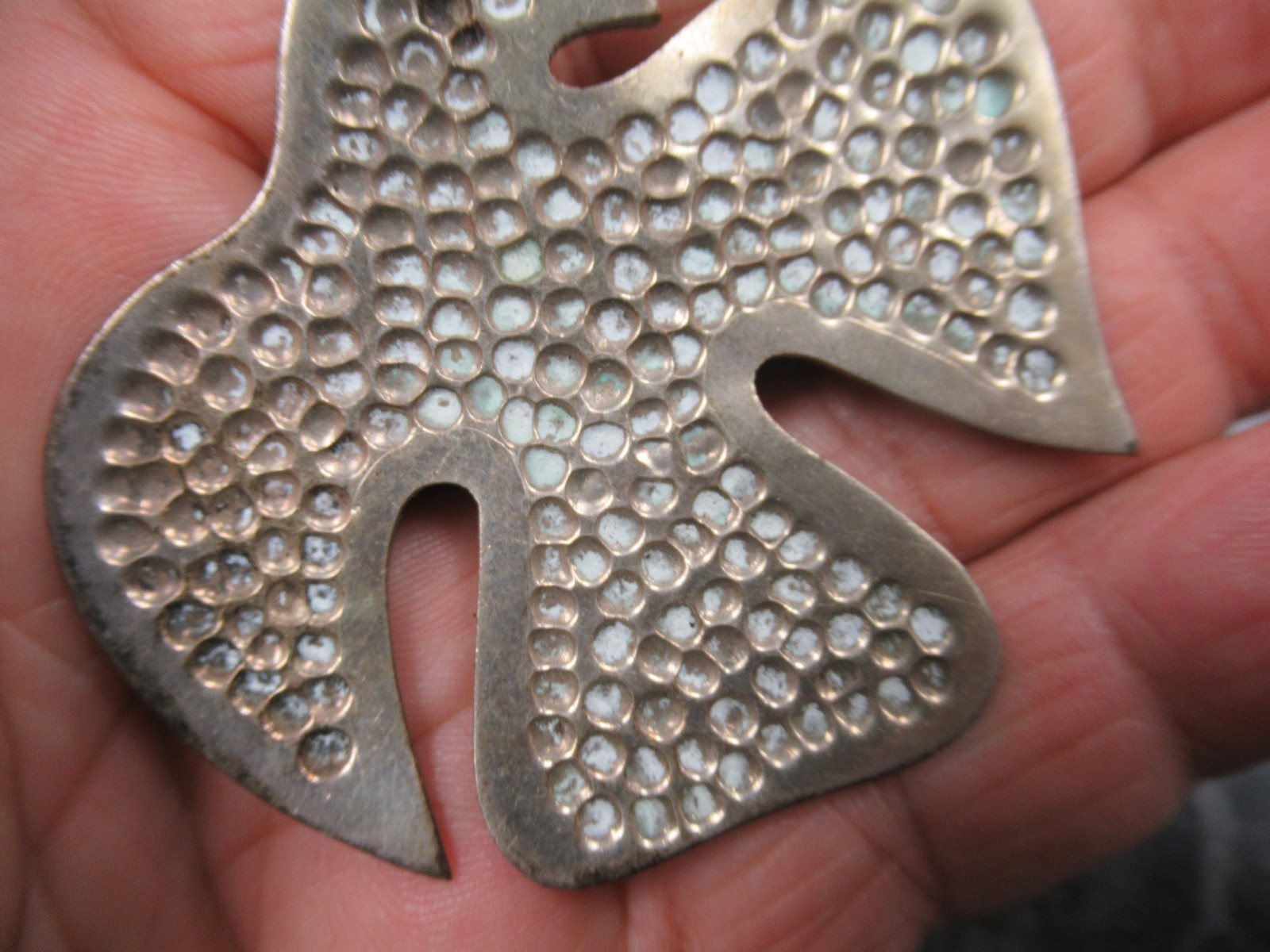 Old Los Castillo Taxco Plateado Hammered Big Bird Brooch Pin Nice BIN!