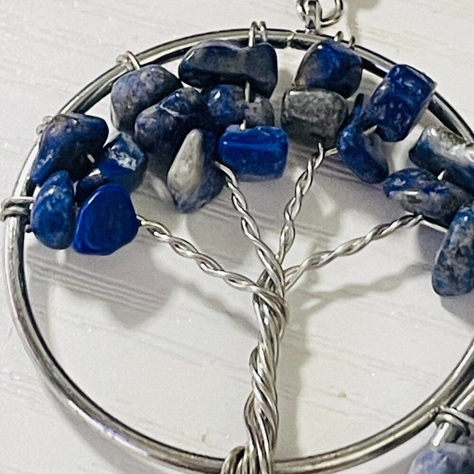 Tree of Life Wire-Wrapped Boho Dangle Earrings Bundle (Blue/Gray & Blue/White)