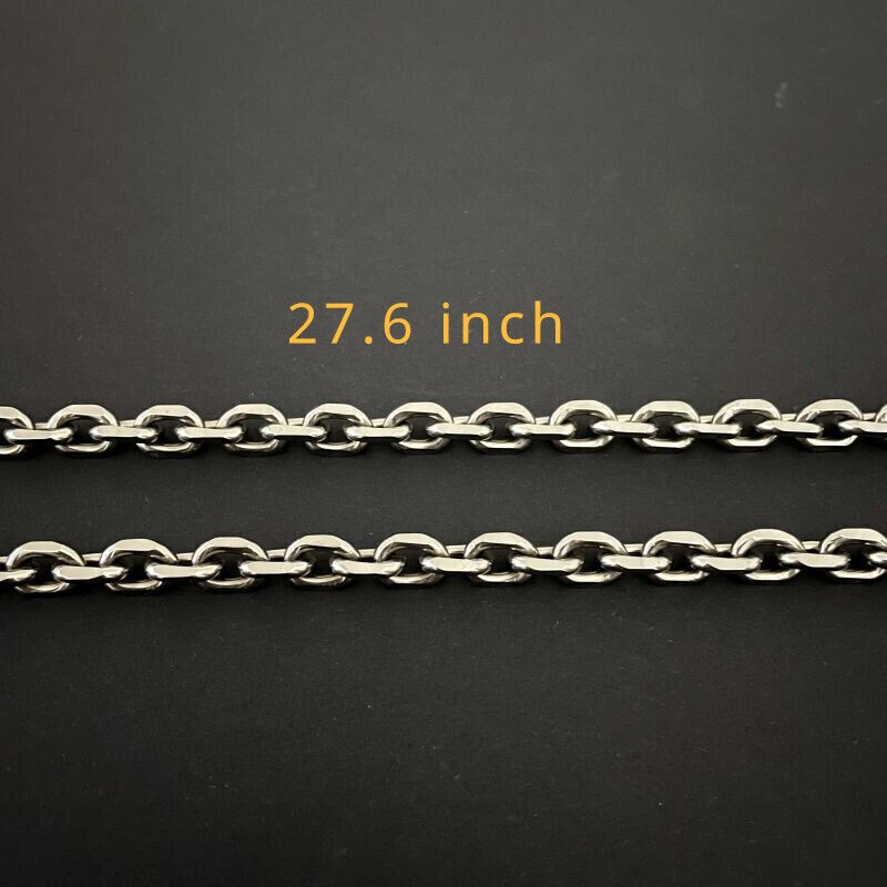 7mm TA1 Pure Titanium Batch Angle Chain Necklace Lightweight Anti Allergy 27.6″