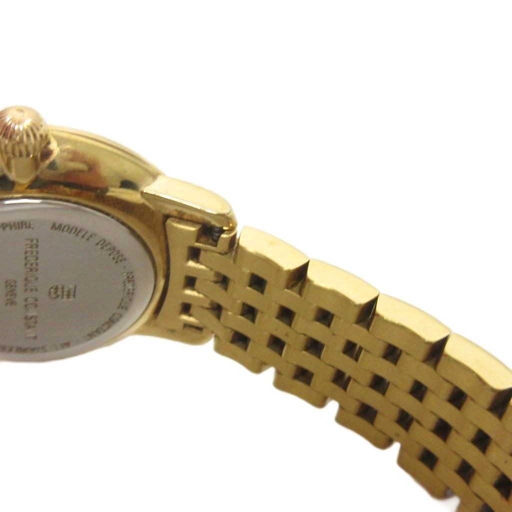 Frederique Constant slimline watch analog quartz 2 hands diamond bezel white dia