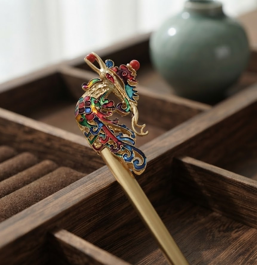 Korean Traditional Hair Stick Gold Dragon Design Elegant Hanbok Hair Accessory’
