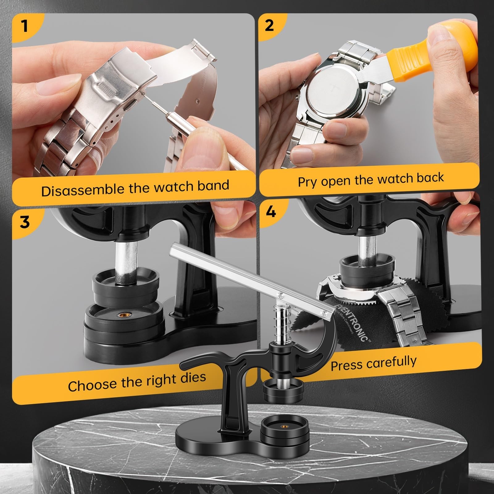 Eventronic Watch Repair Kit and Watch Press Tool Set