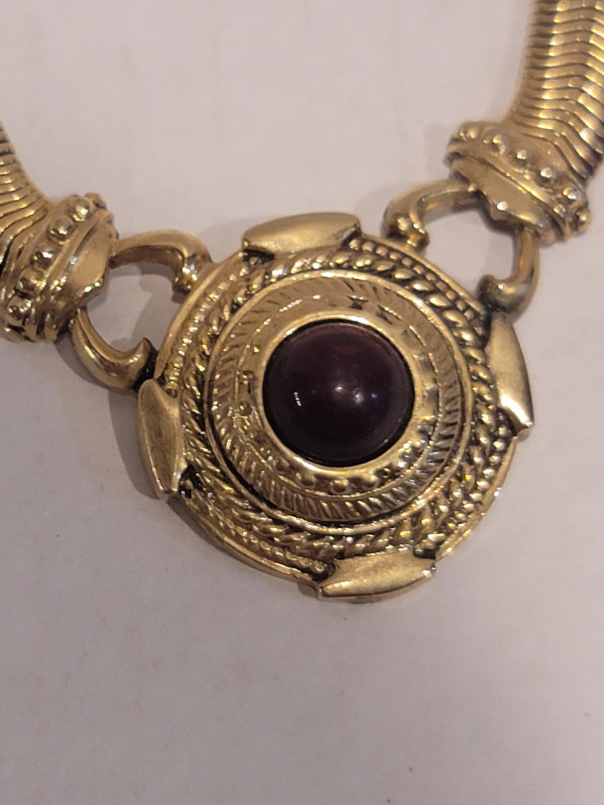 Vintage 1980s Etruscan Revival Collar Necklace Faux Gold