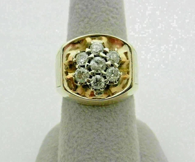 Men’s Ring 2.55 Ct Round Cut Moissanite 14K Yellow Gold Plated Silver