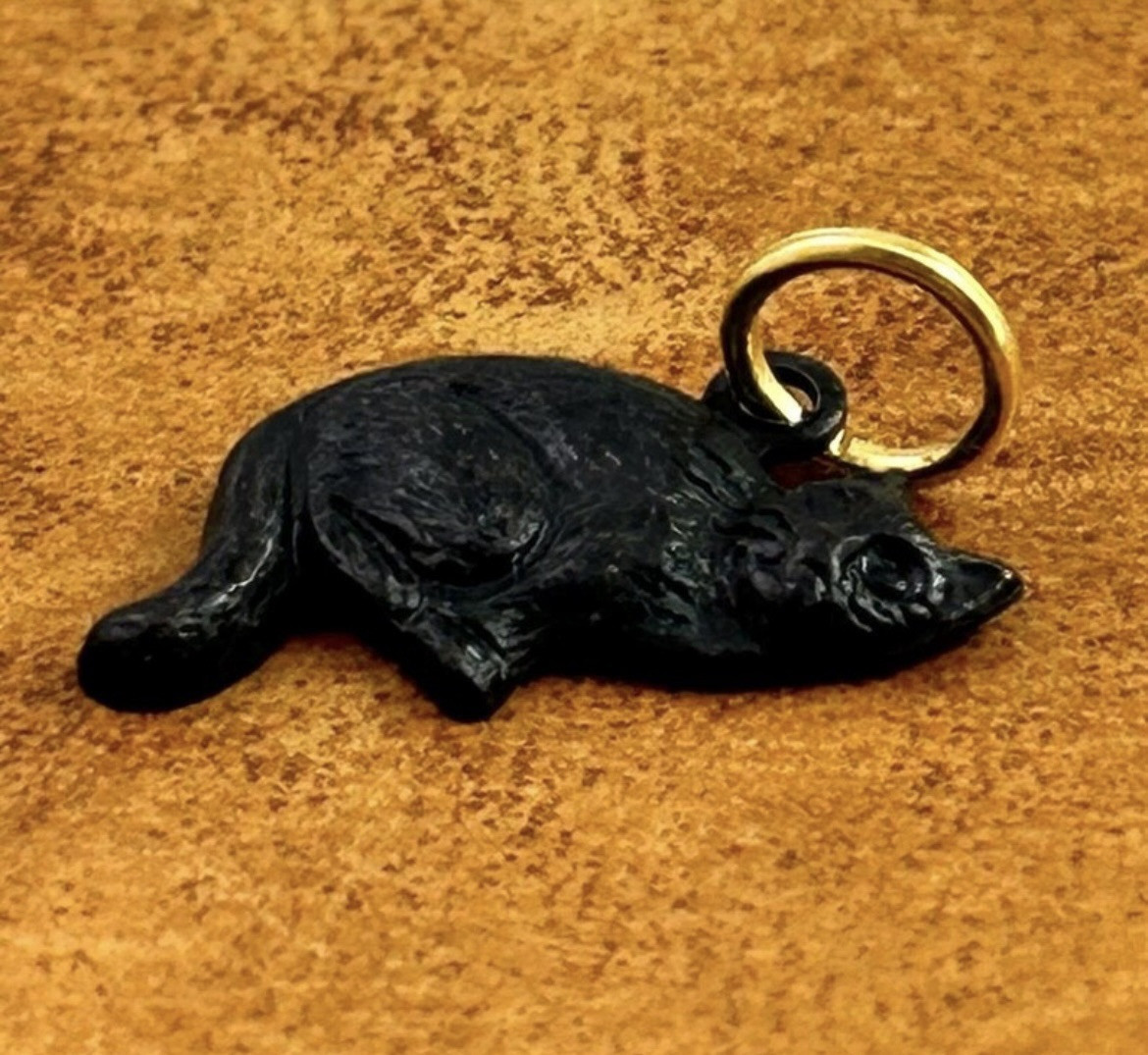 Cat Charm Pendant Black Cat Gift For Her Blackened Brass Cat Jewelry Tiny Kitten