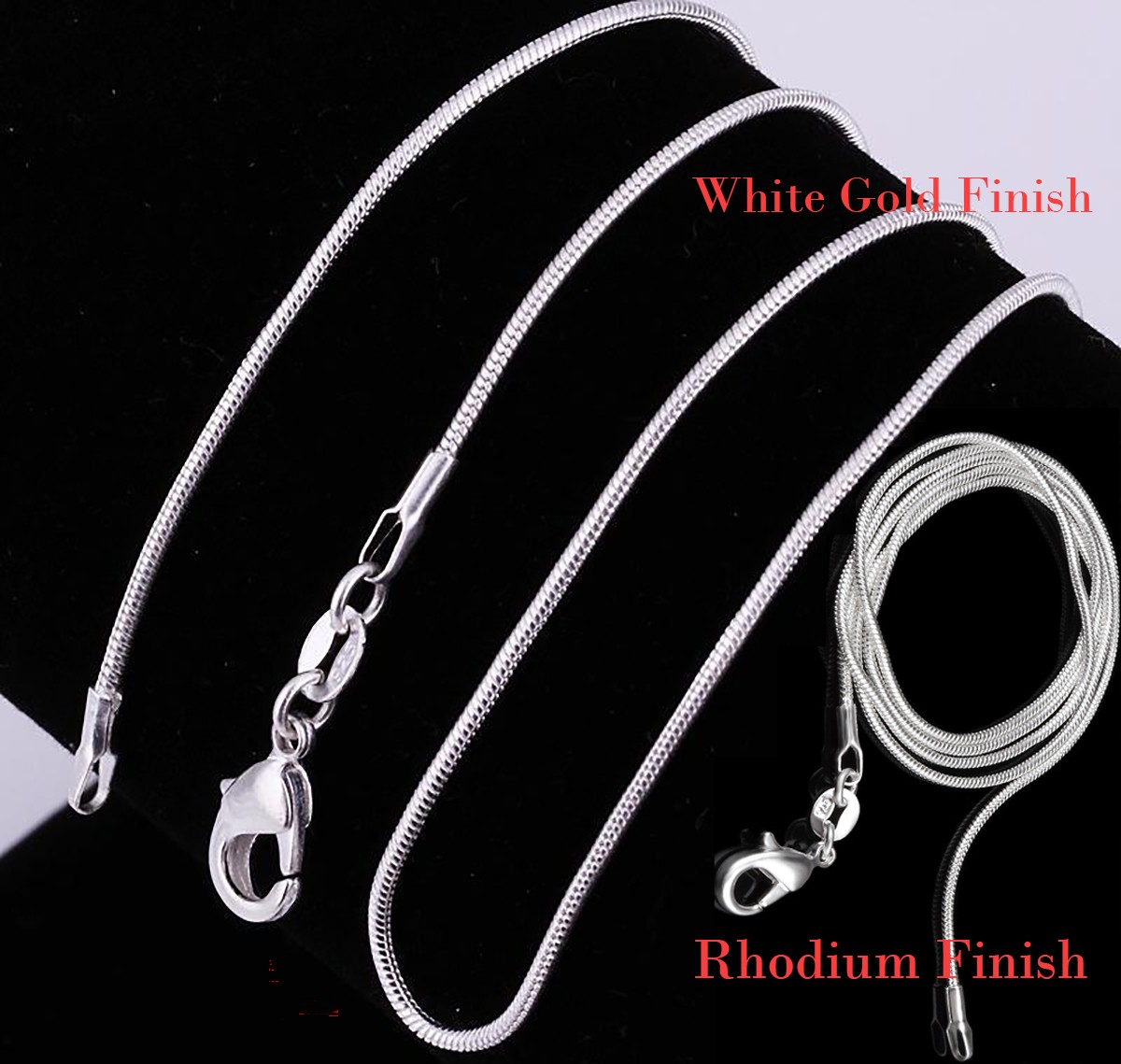 Genuine 925 Sterling Silver Tarnish-Free 0.9mm 24 inch Long Snake Chain Necklace