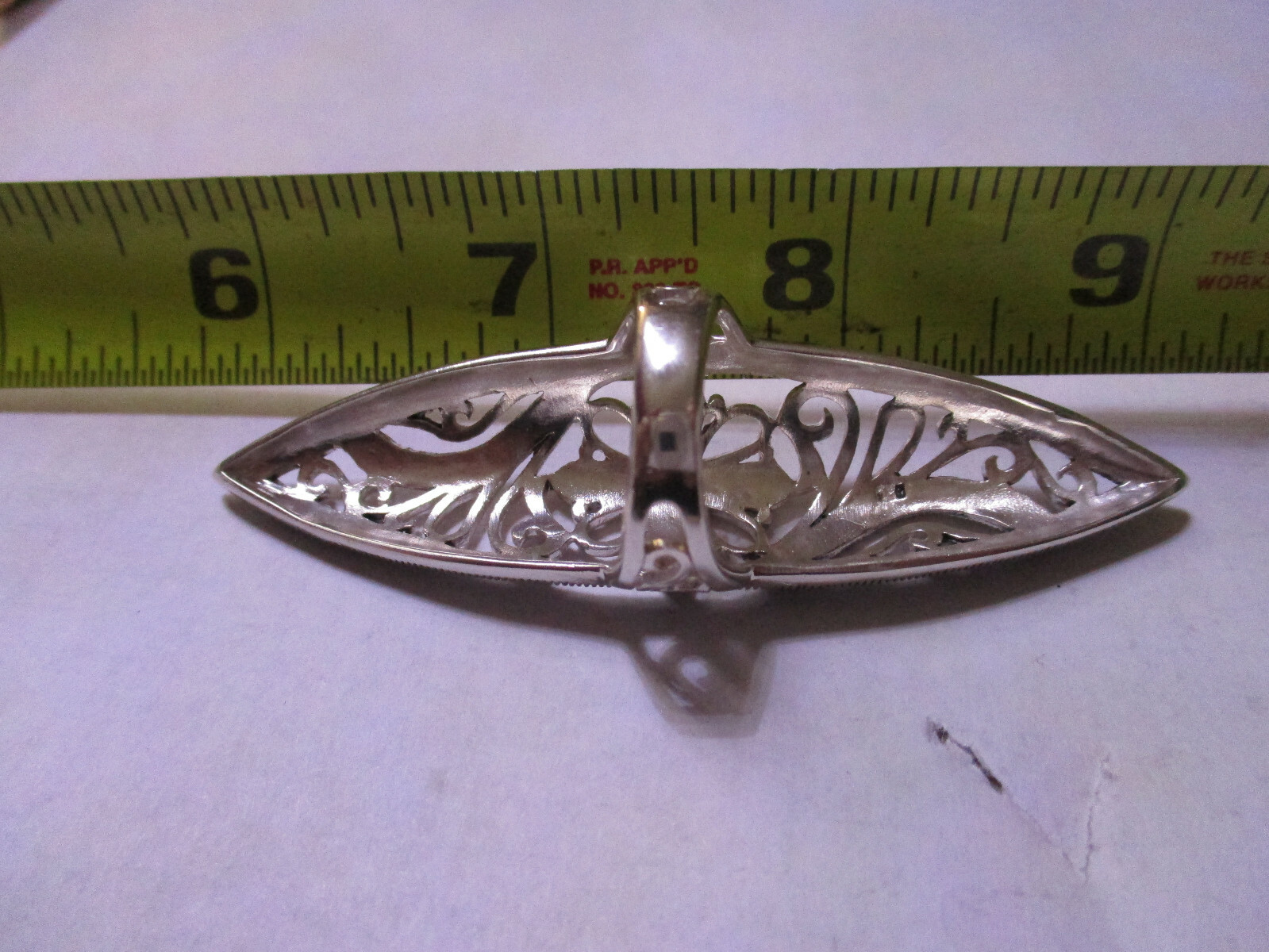 Huge Sterling Silver Ring for Woman Vintage look new style 3 inches long size 7