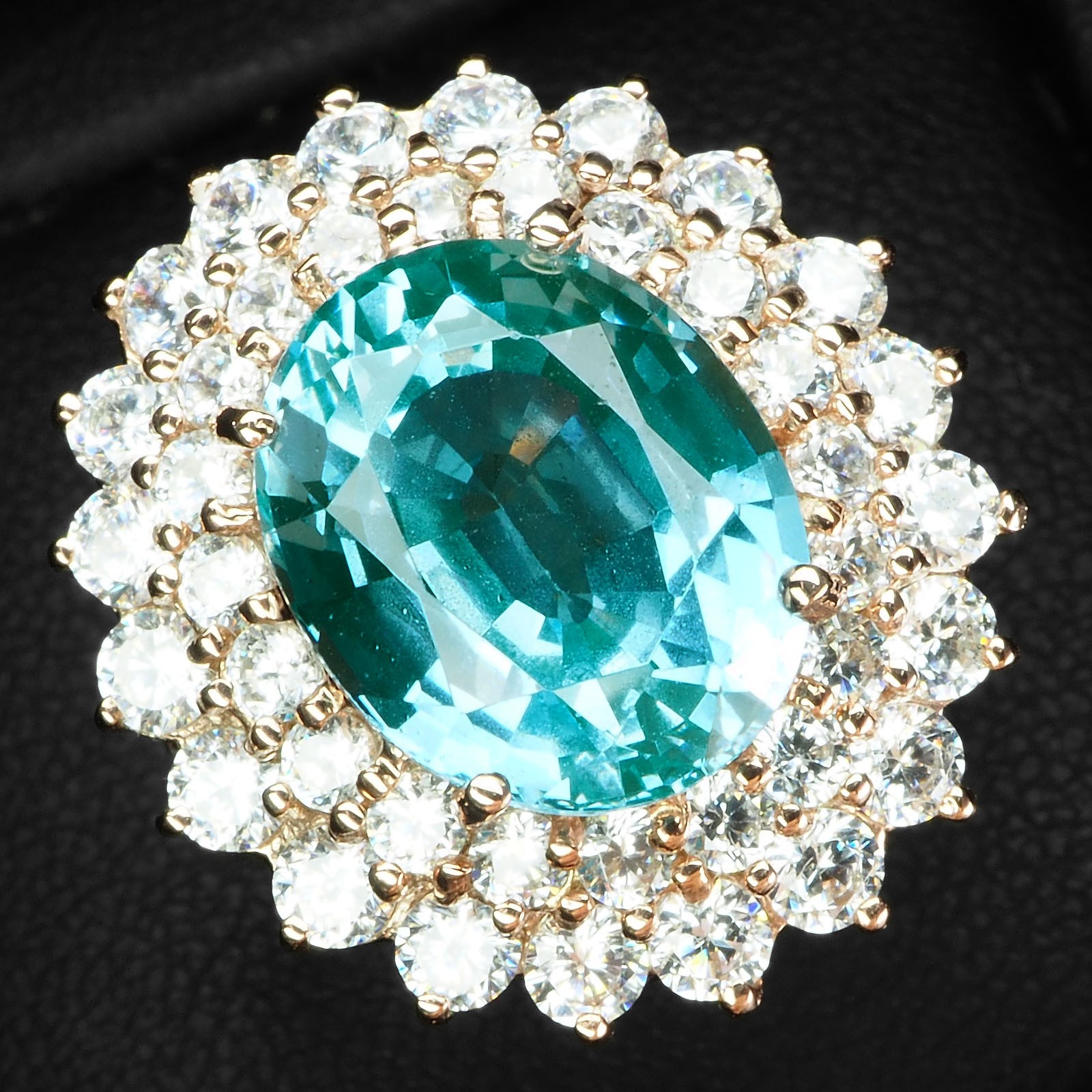 Seafoam Green Paraiba Tourmaline Oval 6.15Ct 925 Sterling Silver Rose Gold Rings