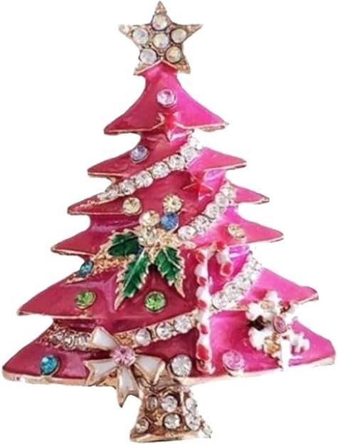Broche arbol navidad rosa vintage pin sombrero brillante accesorio para mujer