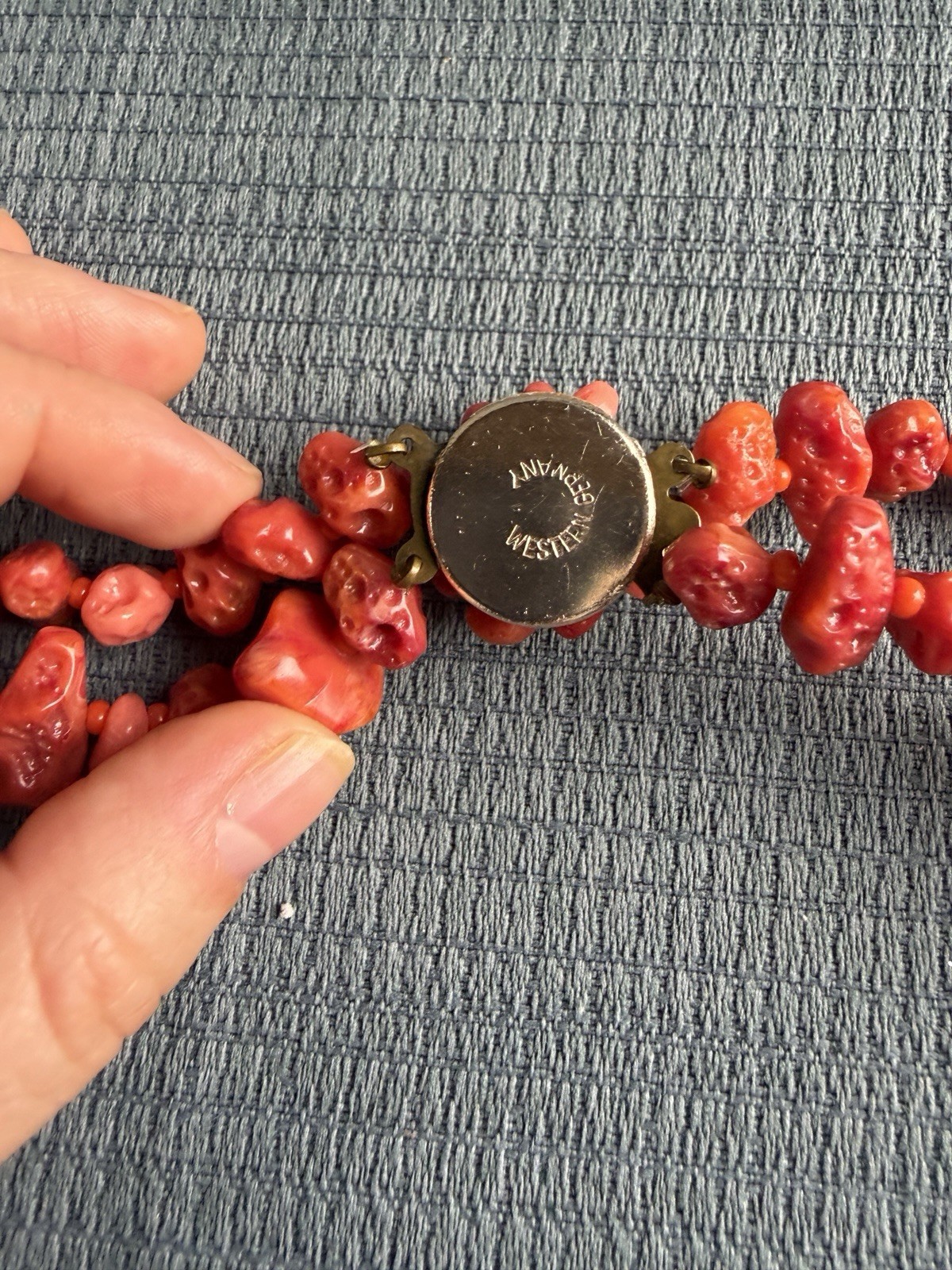 Vintage Western Germany Double Strand Simulated Coral Necklace