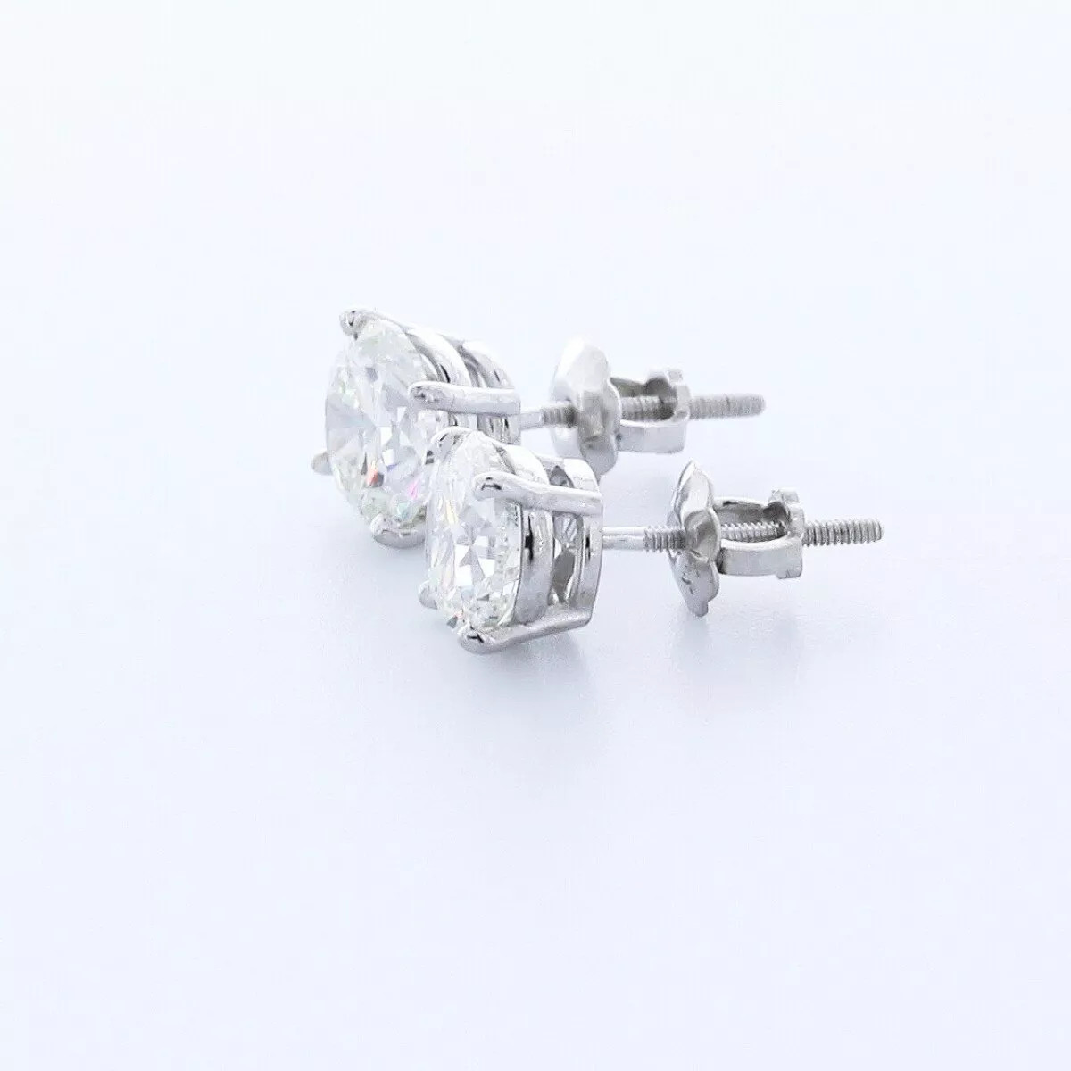 Stud Earrings Solid 14K White Gold Classic 1.63 CT Round Natural Diamond F VS2
