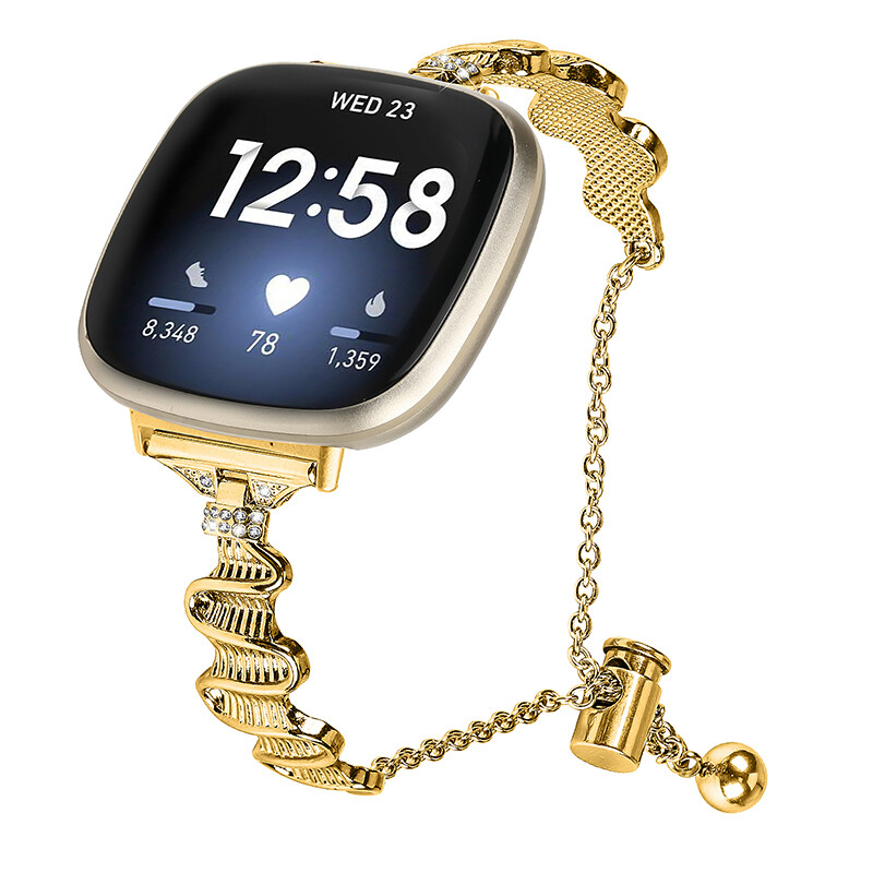 For Fitbit Versa 3/4 Sense 2 Adjustable Rhinestones Strap Stainless Steel Band