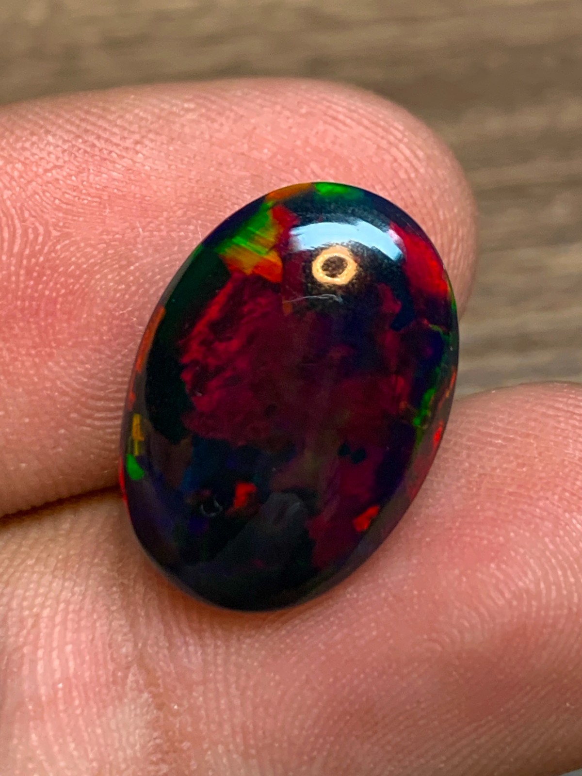 Ethiopian Honeycomb Black Opal 13x18mm Oval Cabochon 8.6crt Gemstone for Jewelry
