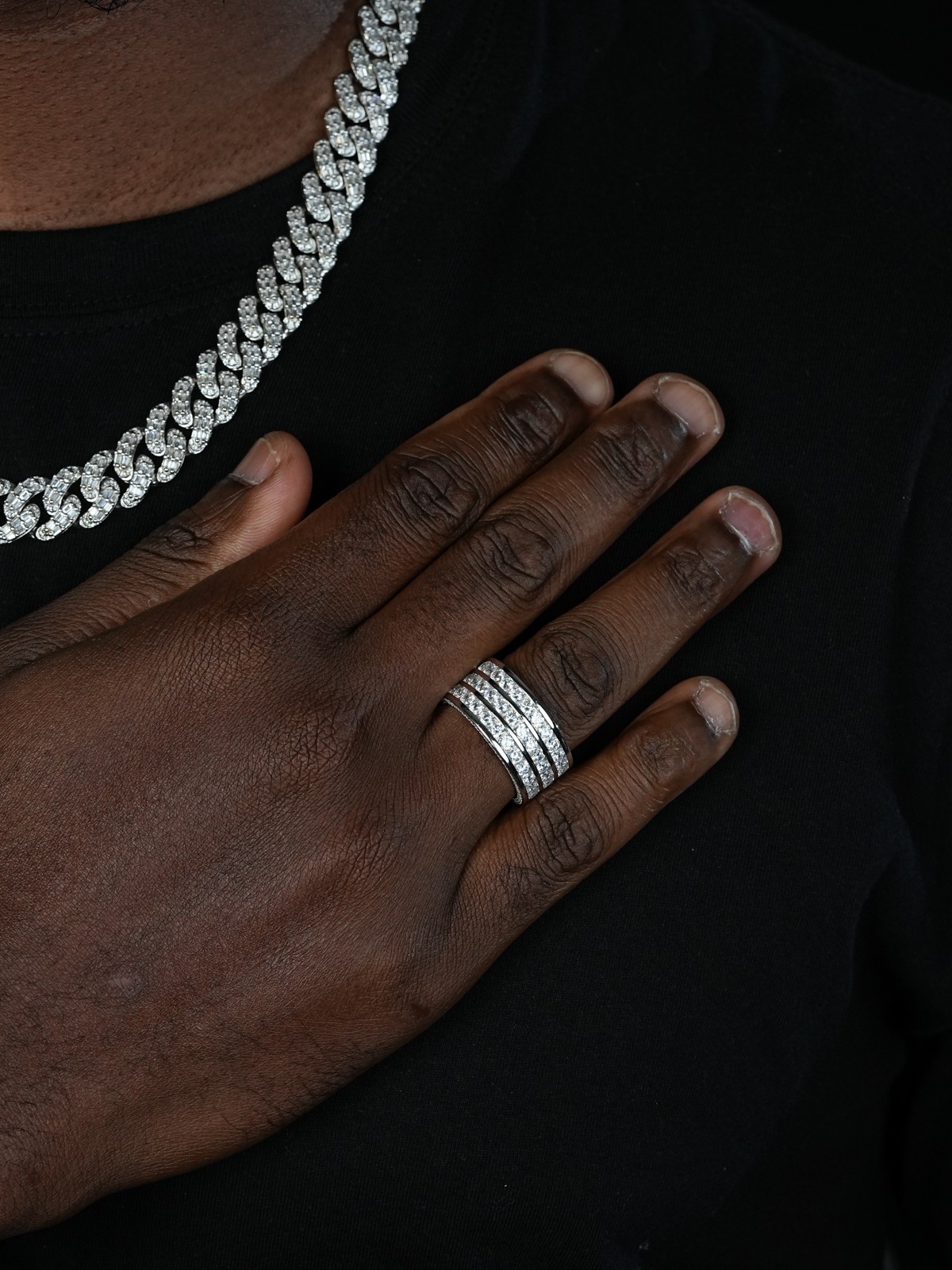 Men’s Tennis Ring Solid 925 Silver 14k Gold Plated Pinky Wedding Band CZ