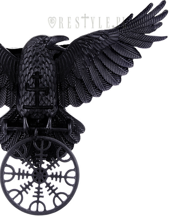 Restyle Helm of Awe Raven Pendant Nordic Talisman Black Crow Healing Necklace