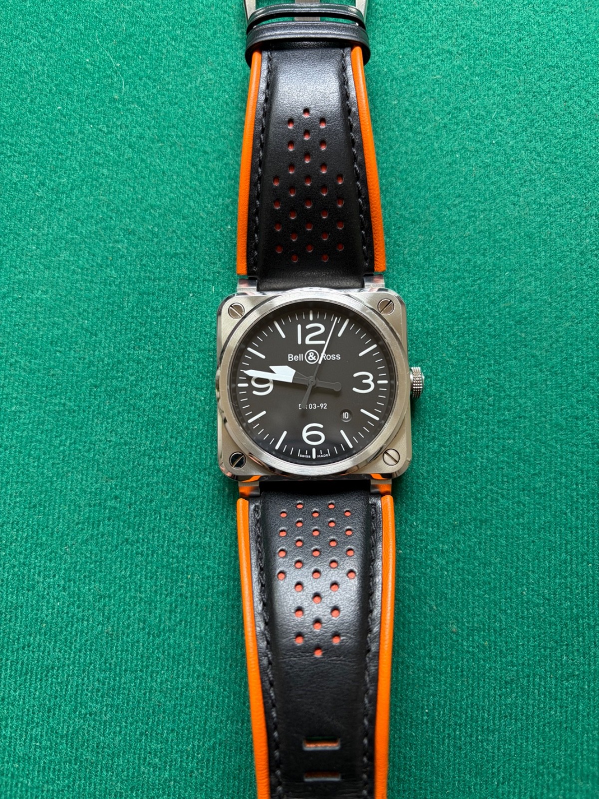 Bell & Ross BR03-92 Black Steel 42mm Automatic Box OEM Leather & Canvas Straps