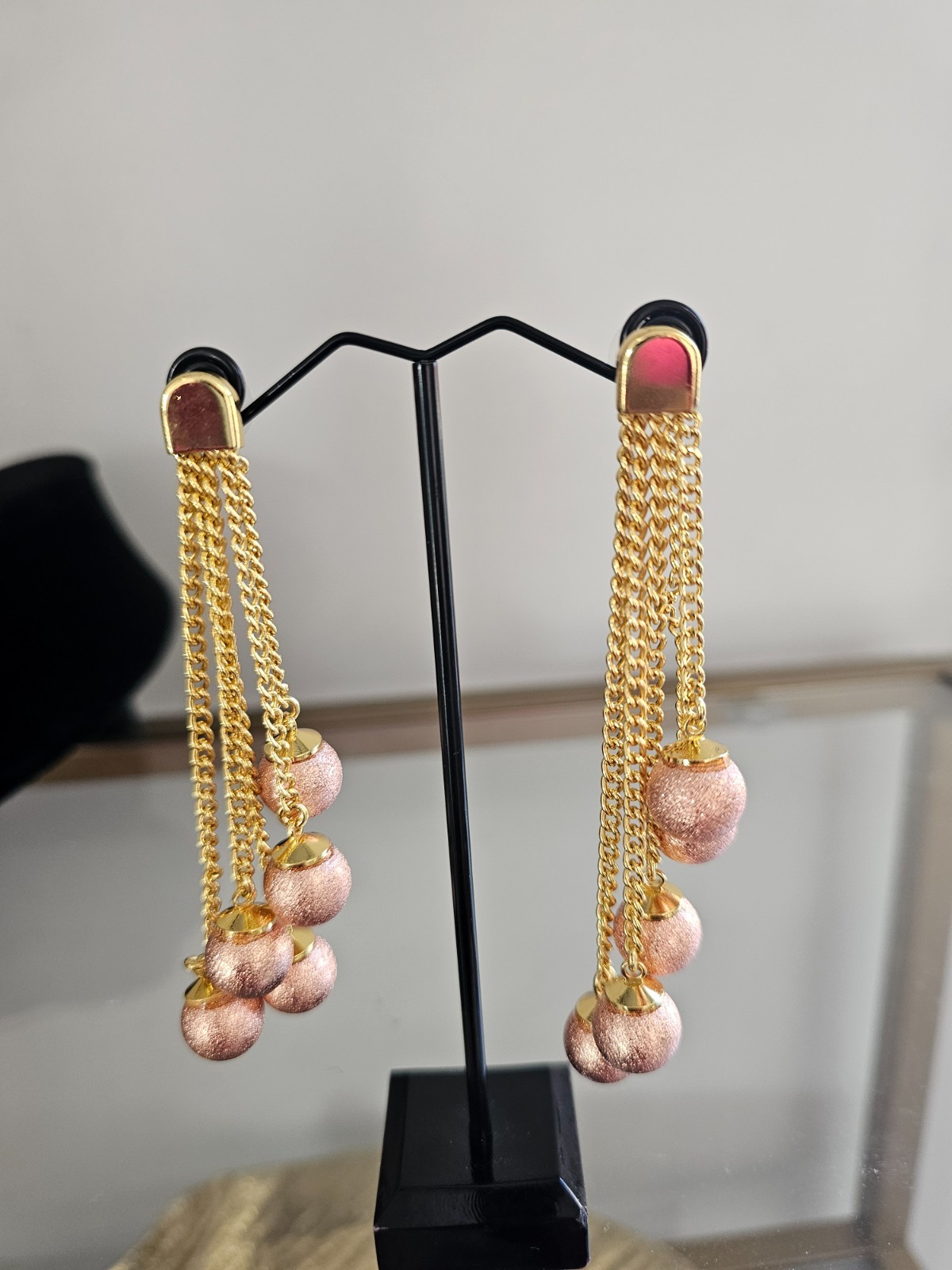 Ladies Women Gold and Bronze Astral Harmony Dangle Earrings