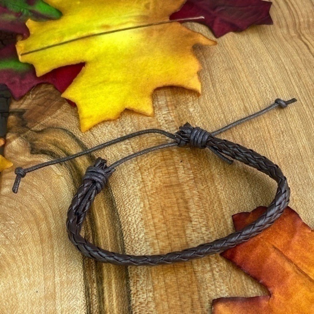 Mens Bracelets Bundle 4 Piece Adjustable Size Faux Leather and Hemp Bracelets