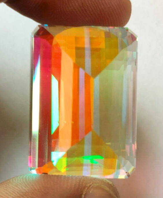 AAA+ Large Mystic Quartz 84.05 Ct. Emerald Cut Loose Gemstone Gift For Women
