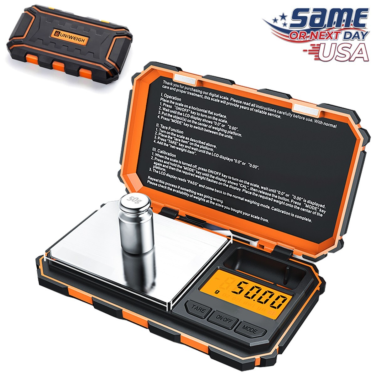 ORANGE Uniweigh Digital Pocket Scale 200g x 0.01g Jewelry Gold Gram Karat Weight