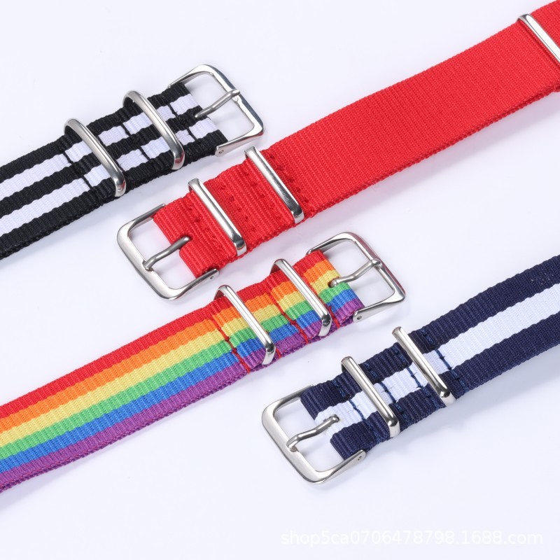 One-piece Canvas Nylon Watch Strap Single-pass Woven Wristband 14 16 18 20 22mm