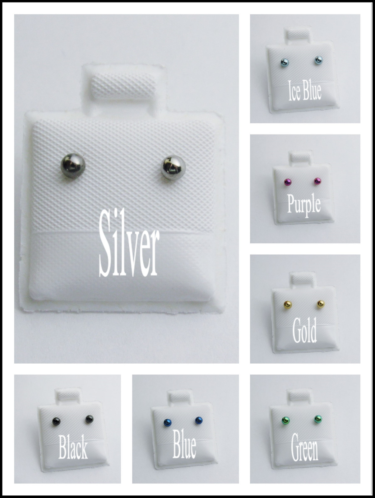 New Titanium Stud 3mm Ball Round Earrings