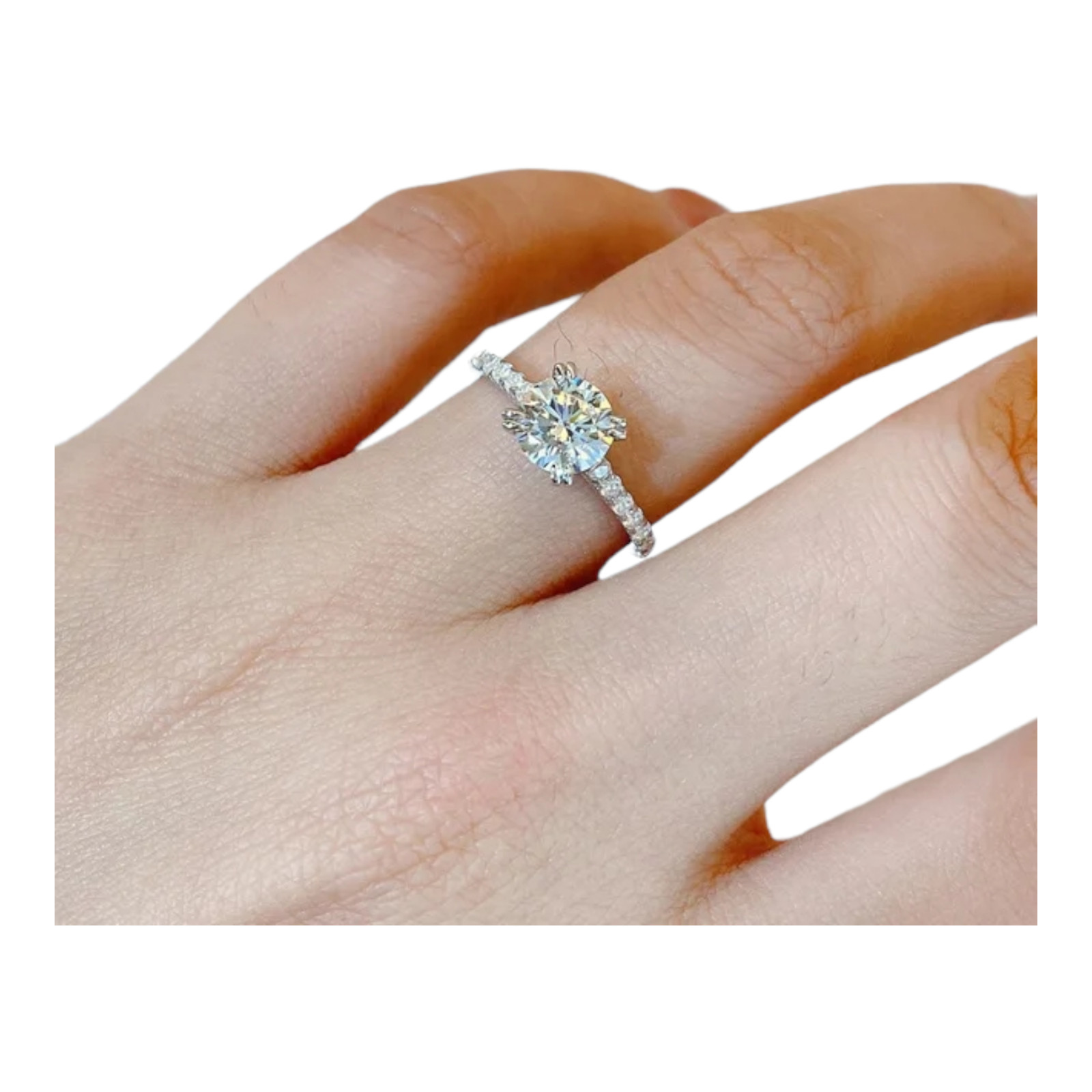 Silver Plated Elegant Round Cubic Zirconia Wedding Ring For Women Size 6-10