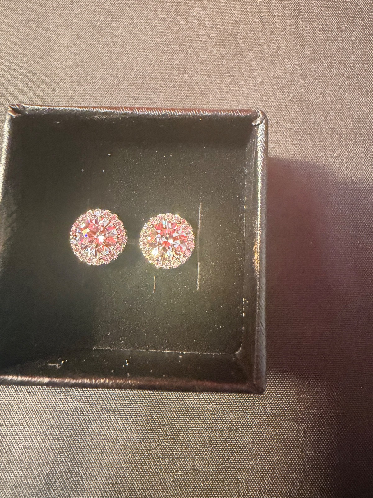 Moissanite halo stud earrings 6.5 mm 1ct