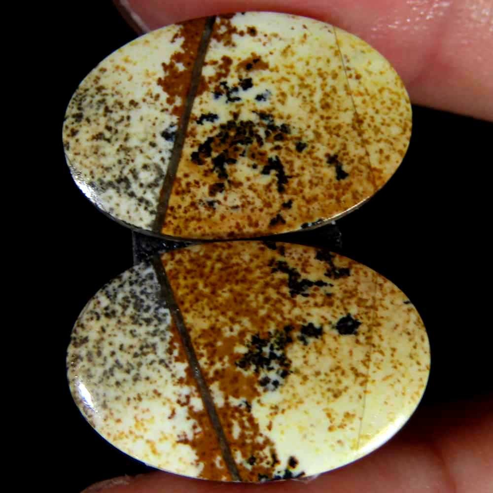 21.95Cts.100% Natural Designer Picture Jasper Oval 13x20x4mm cab Pair Gemstone