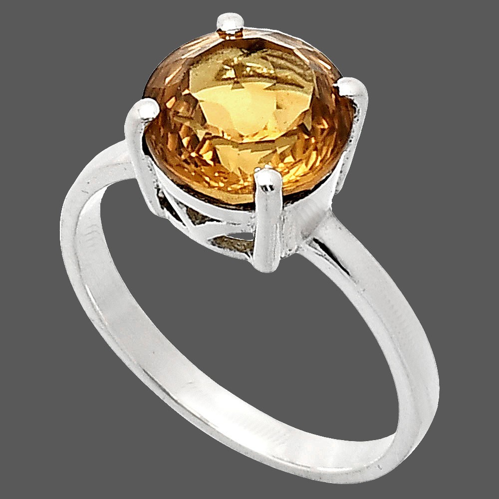 Fancy Cut Premium Natural Citrine 925 Sterling Silver Ring s.9.5 Jewelry R-1019