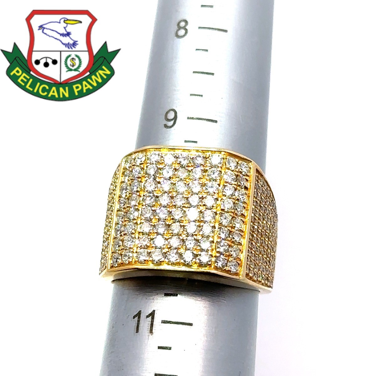 Men’s 10K Yellow Gold Round Diamond Square Statement Band 2.4 CTW (PPG000746)