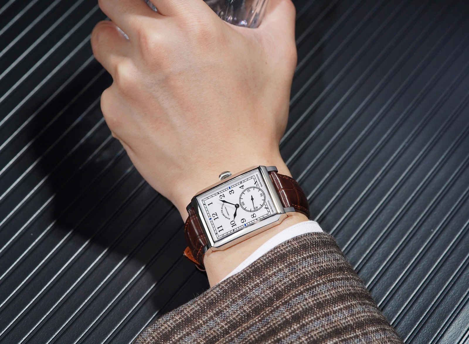 FARASUTE Men Mechanical Watch Square Manual Winding Wristwatch Sapphire Mirror