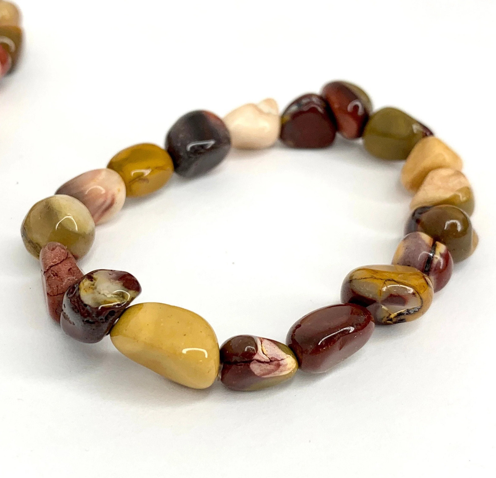 Mookaite Jasper Tumbled Bead Stretch Bracelet