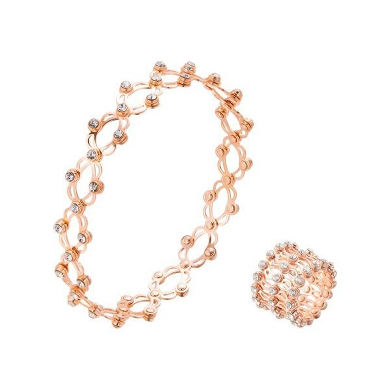 Folding Ring Bracelet Stretchable Retractable Crystal Jewelry Gift Women