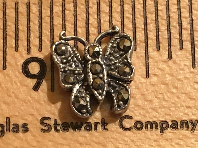 4 pieces – Sterling 925 Silver Butterfly Charm/Bracelet Slide Bead- 1/2″