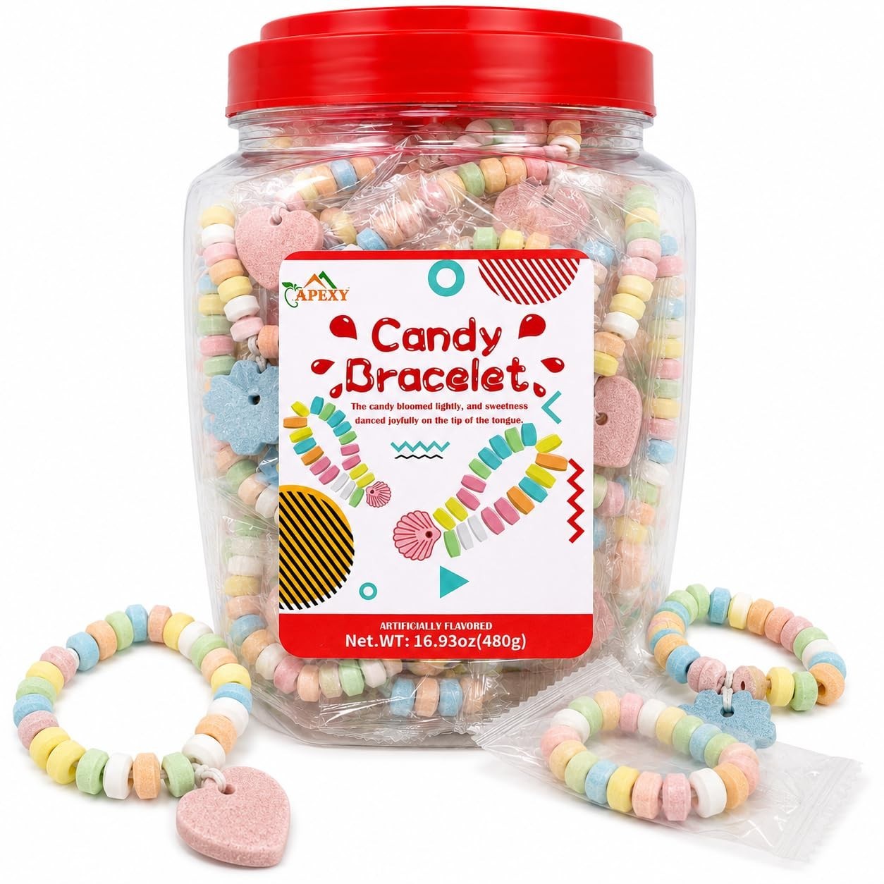 Mixed-Fruit Candy Bracelets – 40 Individually Wrapped for Halloween & Parties
