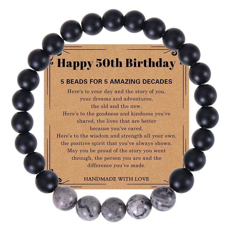 Milestone Birthday Bead Bracelet Gift for Him -21st 30th 40th 50th 60th 70th Men