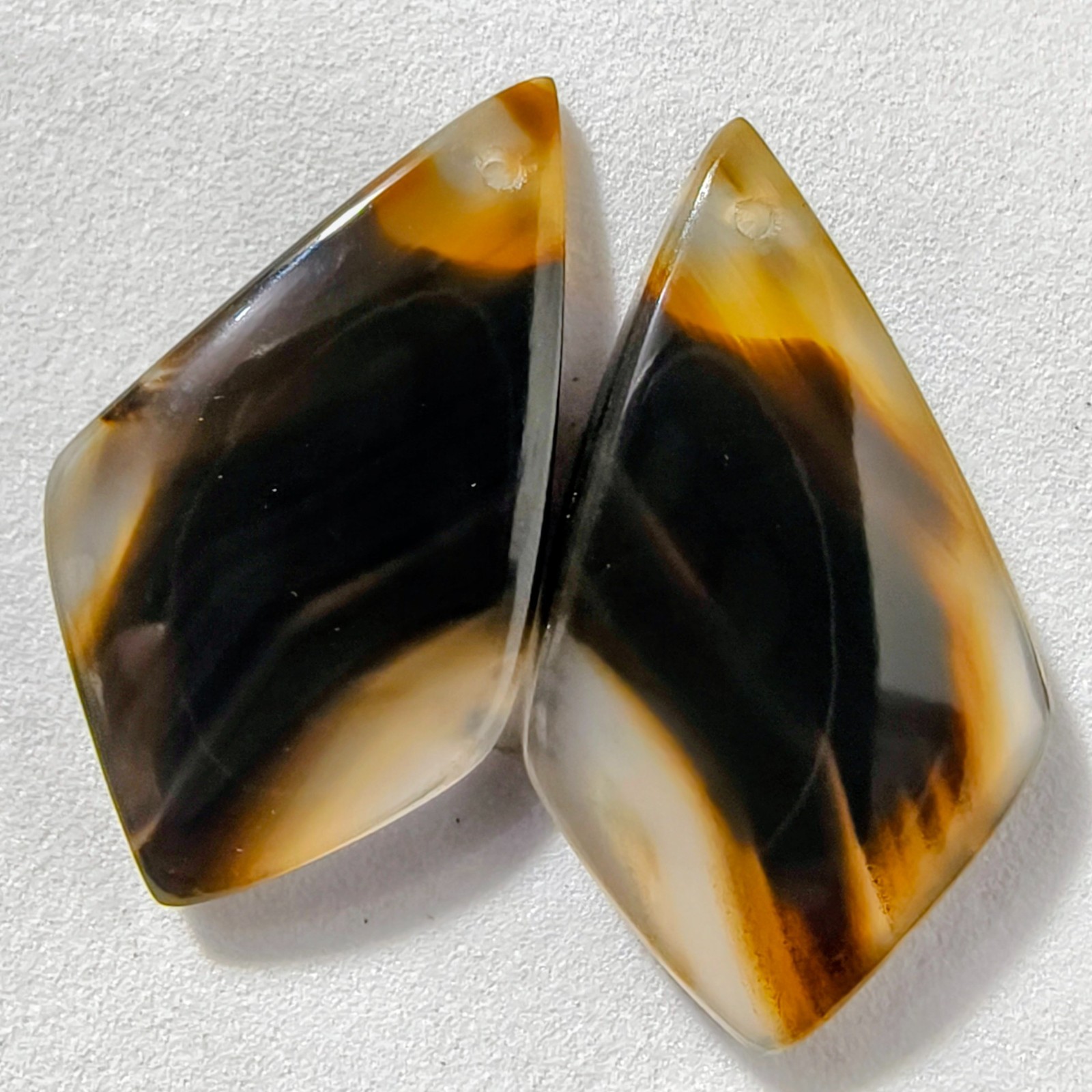 34 Cts Natural Montana Agate Drilled Match Pair Cabochon Gemstone 31.8 X 18.1 MM