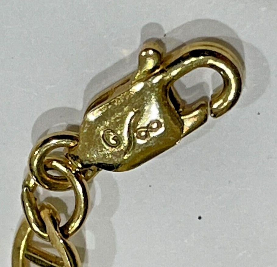 Vtg 1/30 14K Gold Over Sterling Mariner Link Red Glass Station Necklace 17.5″