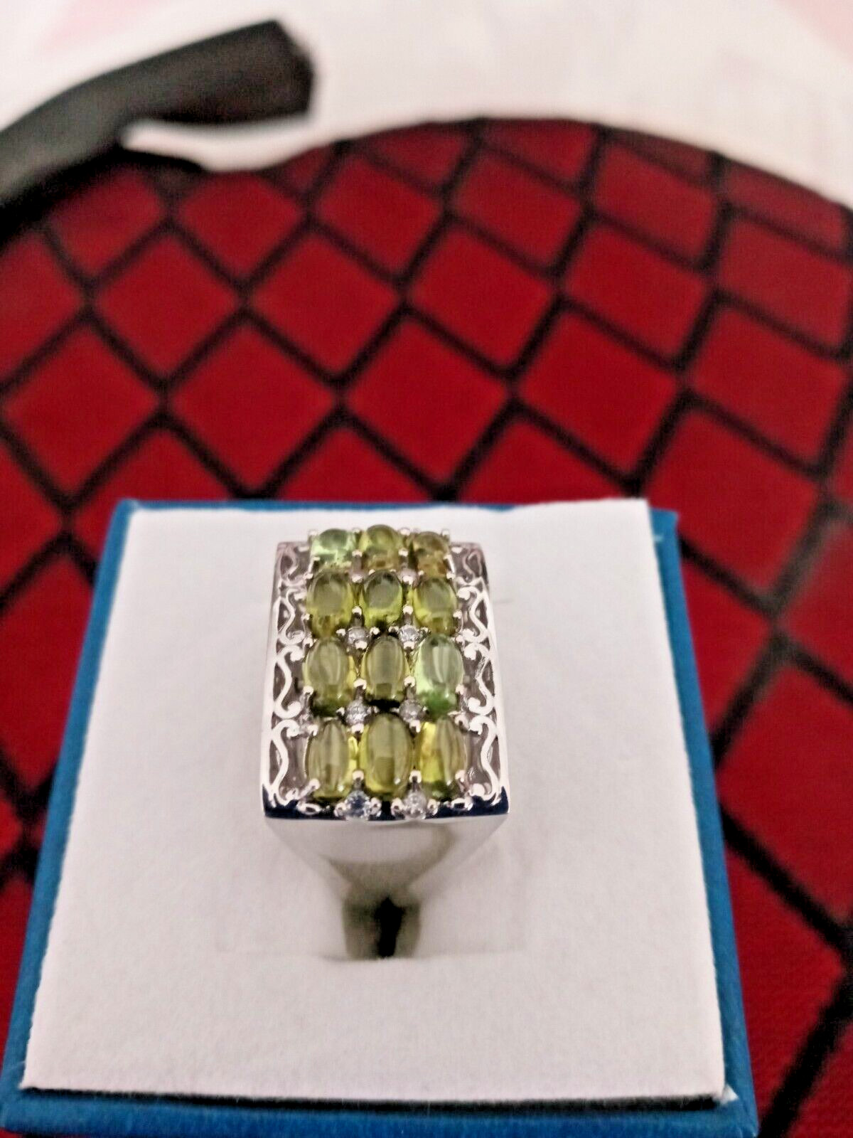 Italian Natural Vesuvianite and Zircon Ring in Plat Over Sterling 3.75 cts Sz 7