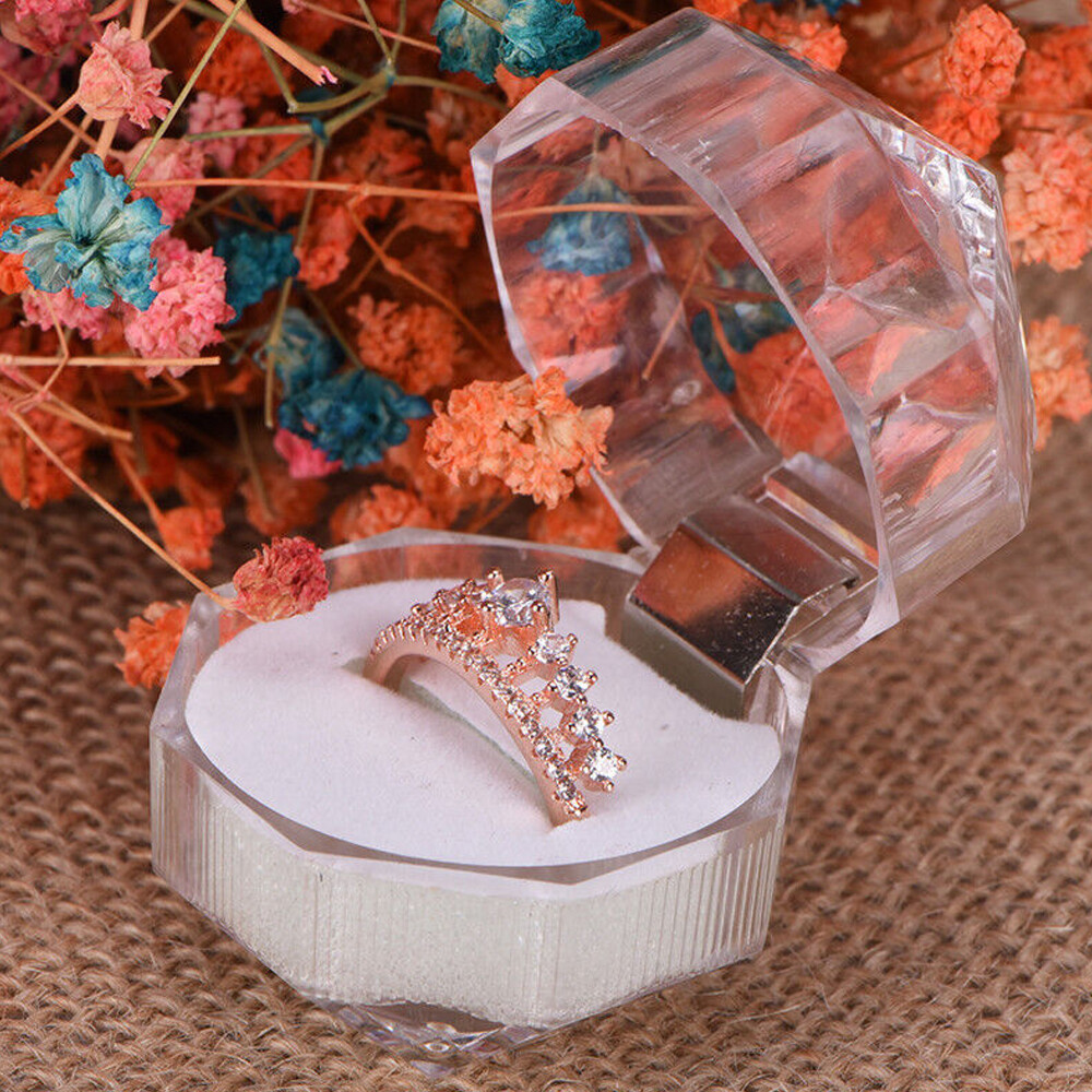 20pcs Transparent Plastic Crystal Lots Jewelry Ring Display Storage Boxes White