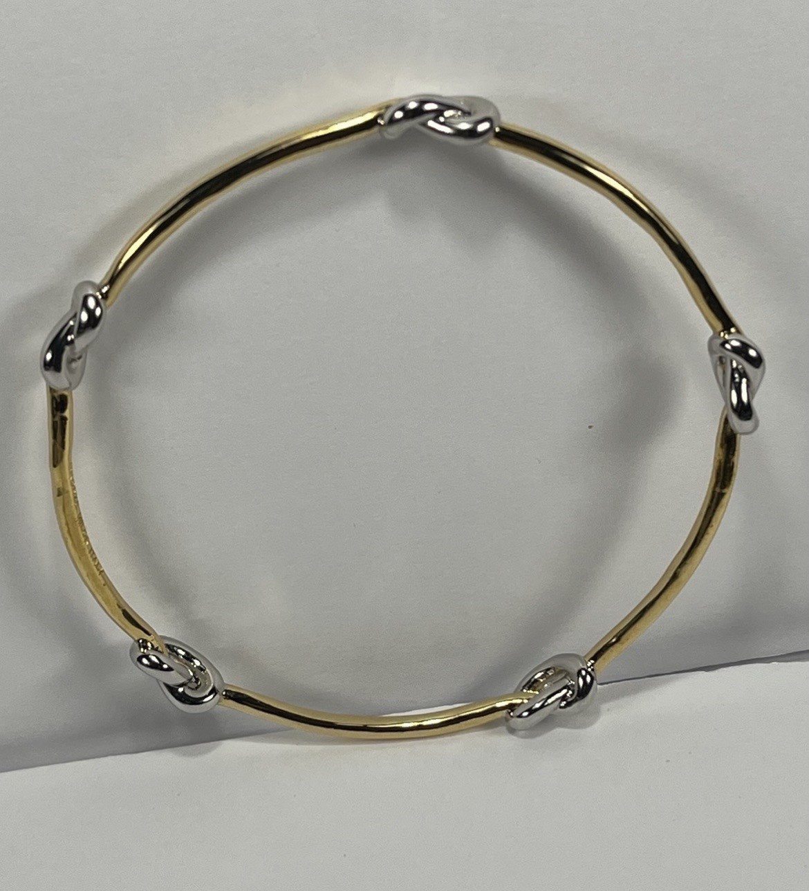 NIB – David Markstein Italian 7.75″ Two-Tone Love Knot Bangle Bracelet Boxed