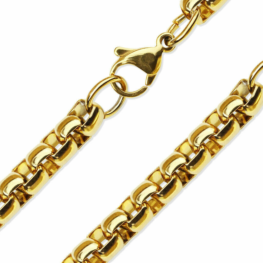 Stainless Steel Round Box Chain 20″ Necklaces – Square Rolo Link 5 mm. Necklace
