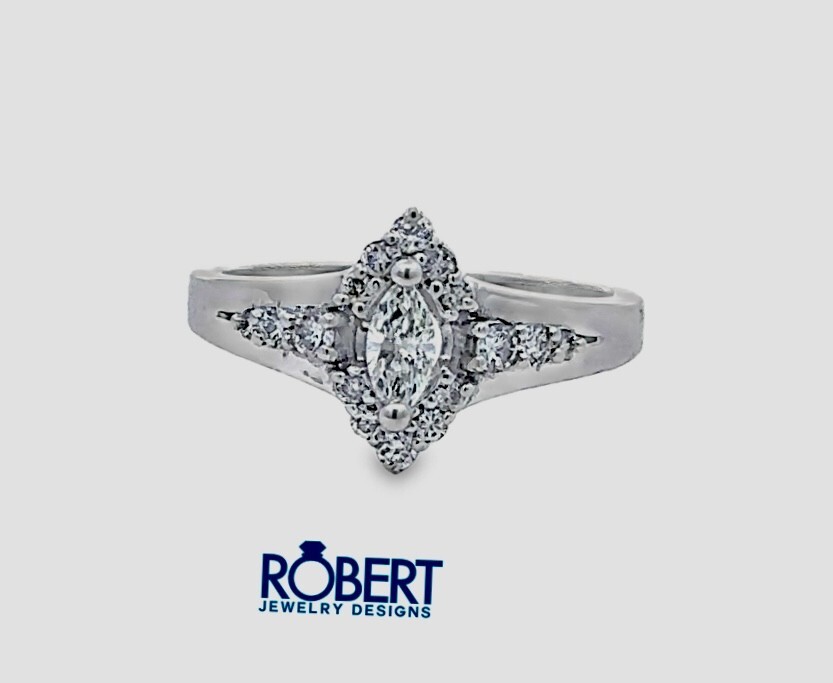 0.44 Ct Natural Diamond Engagement Ring in 14k WhiteGold