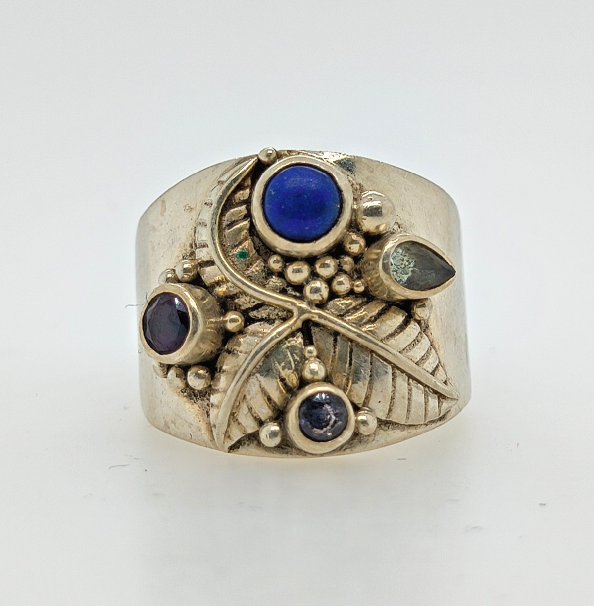 Sterling Silver Multi-Stone Vintage Ring for Women Size 10