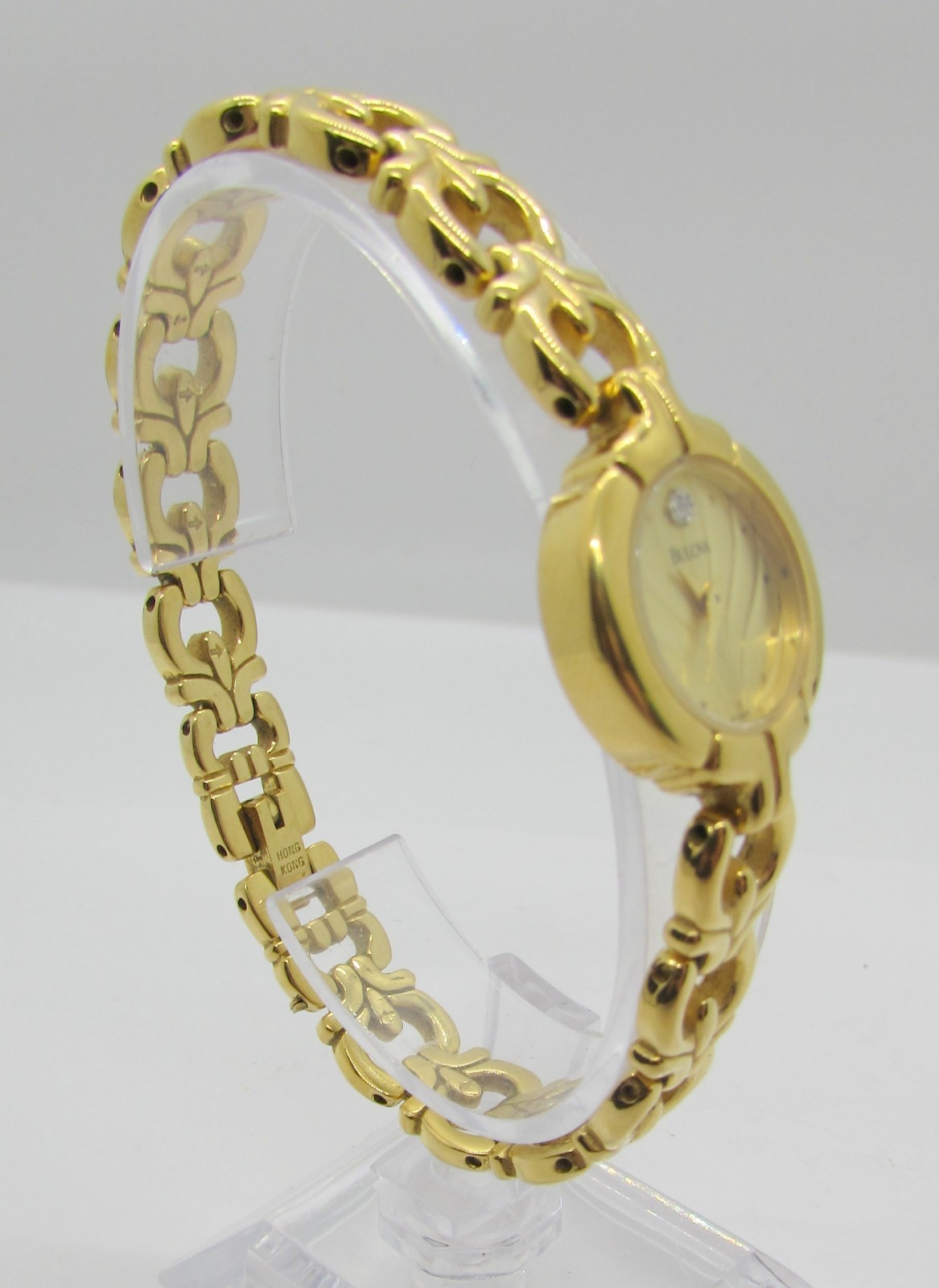 BULOVA T8 DIAMOND GOLD TONE BRACELET DIAL & CASE QUARTZ 20MM WRIST WATCH