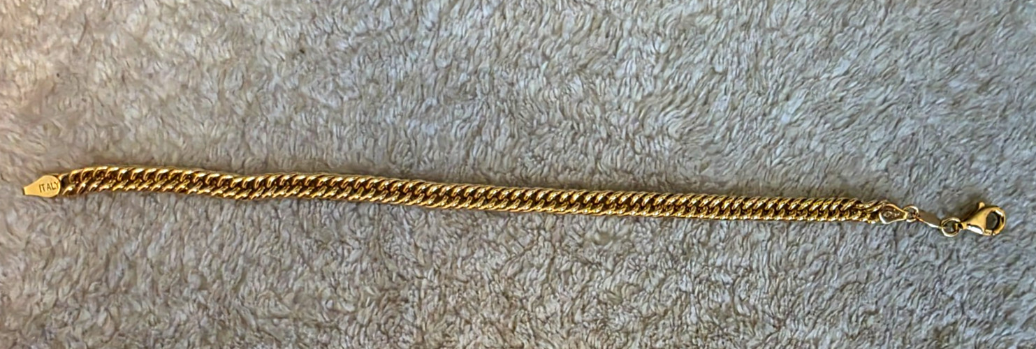 Vintage ITALY SLC 925 Sterling Silver 24K GP Gold Plated Bracelet 7 1/2” RARE.